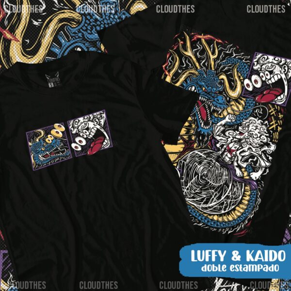 🔥 Luffy & Kaido  Doble Estampado  - ALGODÓN