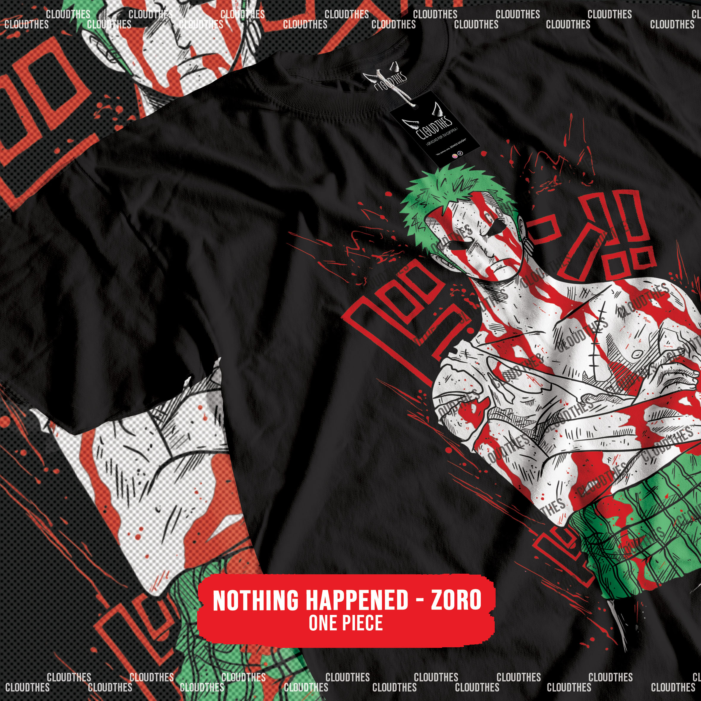 ☁️ ONE PIECE | ZORO: NOTHING HAPPENED - ALGODÓN