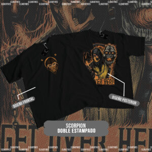 🔥 MORTAL KOMBAT | SCORPION DOBLE ESTAMPADO - ALGODÓN