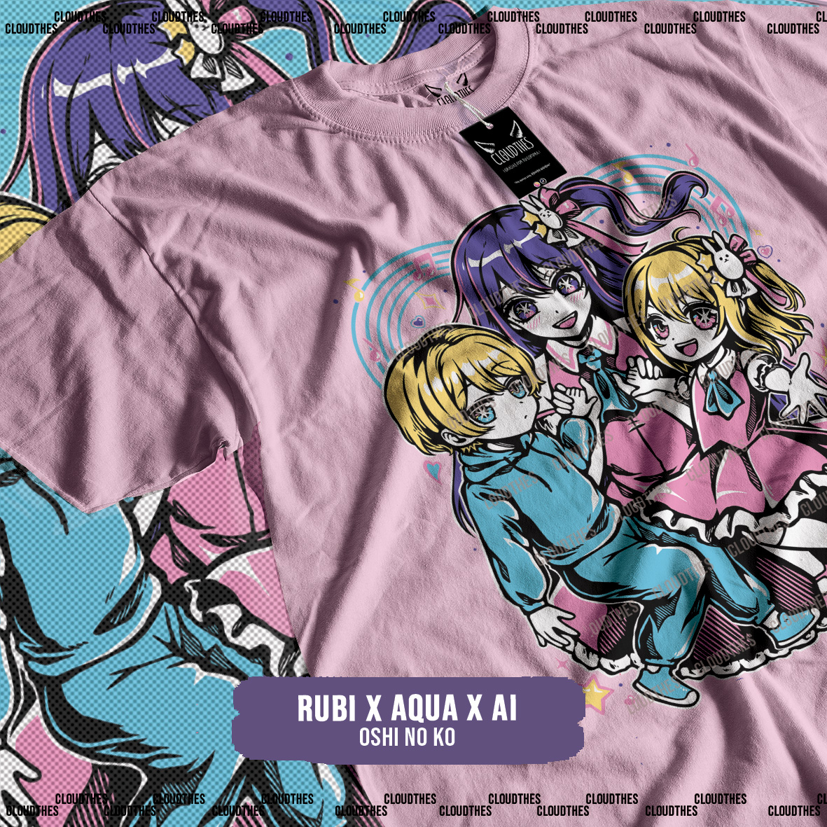 ☁️ OSHI NO KO | RUBI x AQUA x AI - ALGODÓN - Image 2